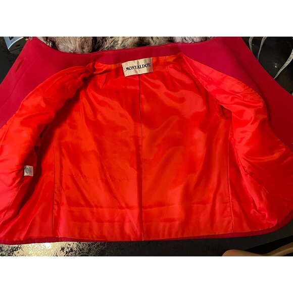 Vintage 60s Jack Feit Red Fitted Fur Trimmed Short Cropped Mod Blazer Jacket - Picture 8 of 12